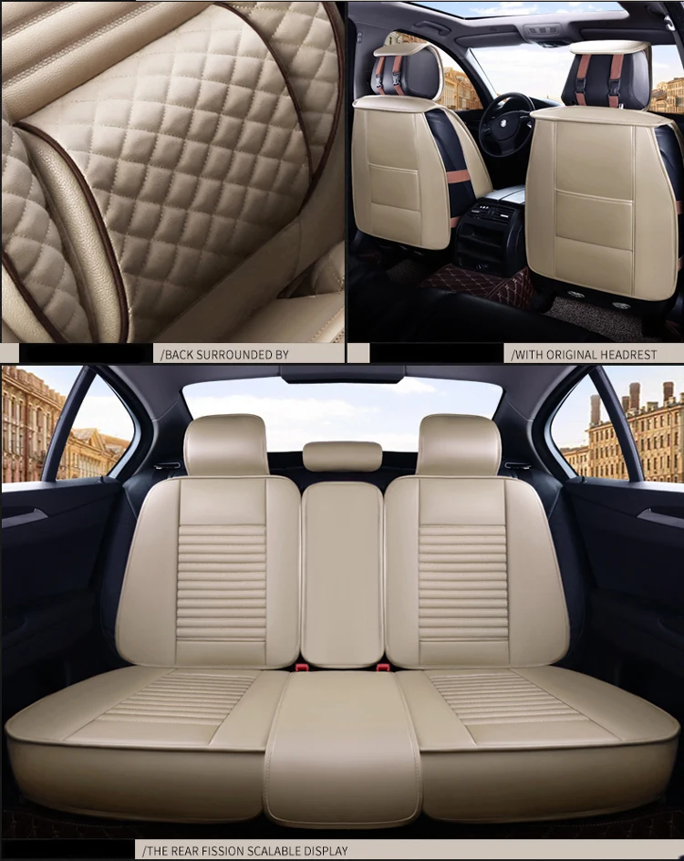 New Products Universal Size 5 Pcs Durable Genuine Leather Car Seat Cover