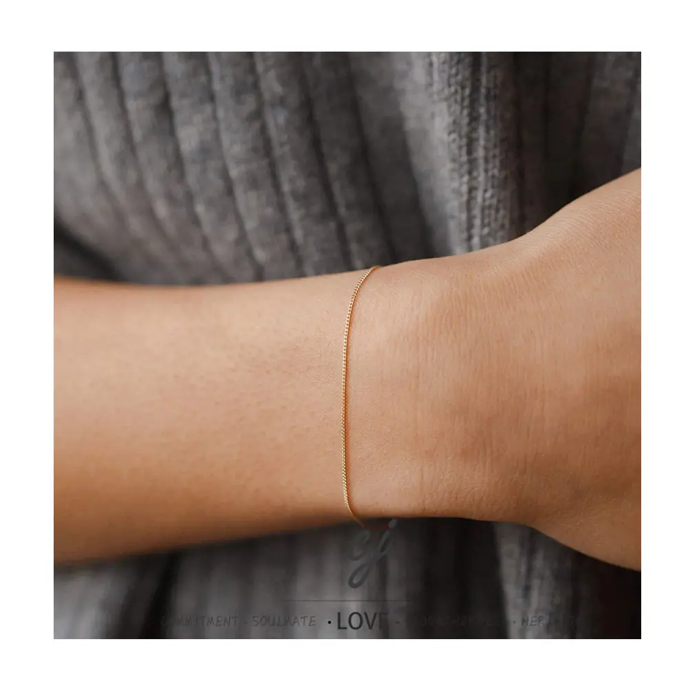 Carline Hot Selling Minimalist Jewelry Simple Design Chain Bracelet 18k Gold Plated 925 Silver Bracelet for Women