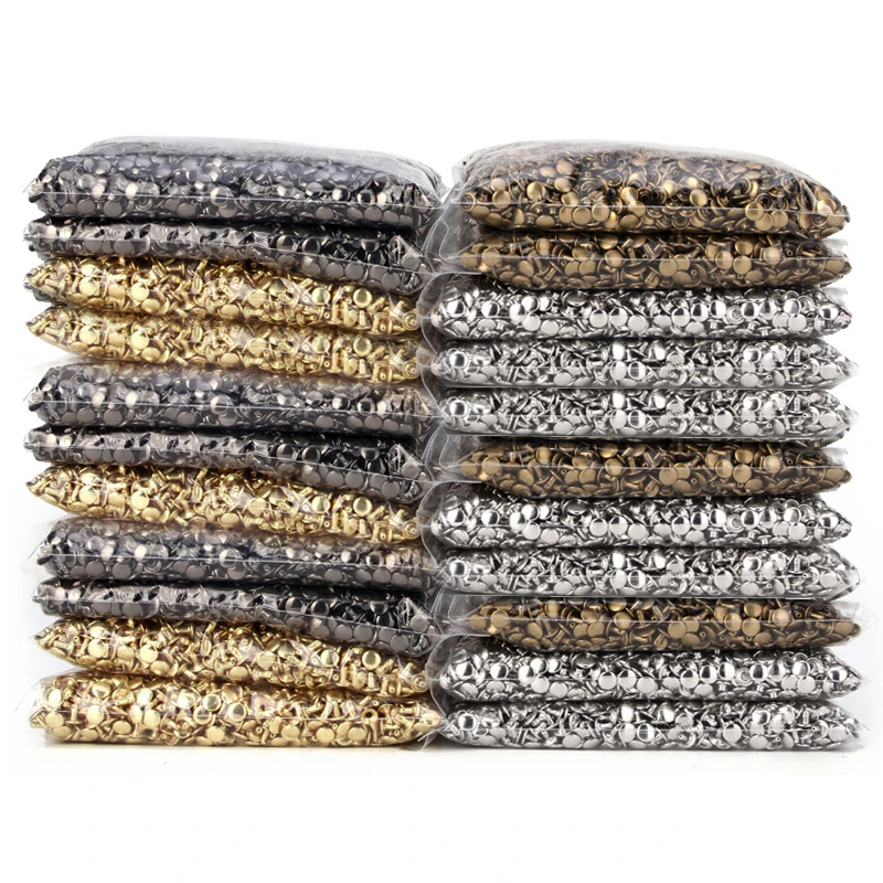 1000 sets 5-15 mm Double-sided Rivets Silver Bronze Black Golden Stud buttons Leather bags and nails Billboard fixing nail