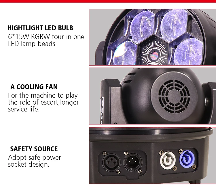Manufacturer Wholesale Rgbw Led 4In1 6*15W Bee Eyes Moving Head Laser Effect Light