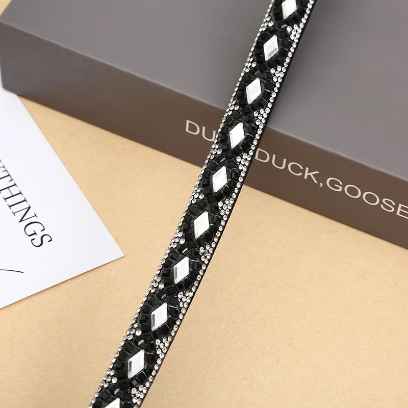 Hot Sale Semi-Circular Glass Diamond Rhinestones Strips Full Diamond Rhinestone Ropes for Shoe Decorative Accessories Wholesale
