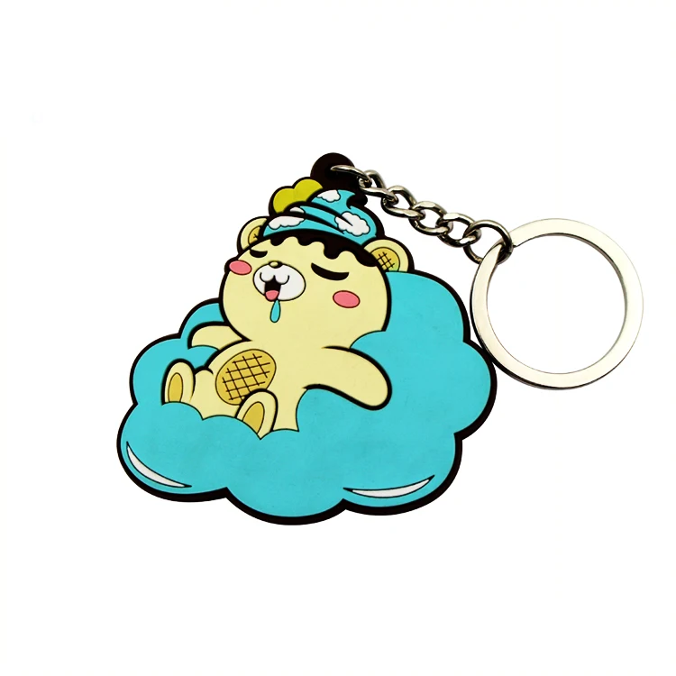 Custom Logo 2d Soft Pvc Plastic Keychain metal gift anime Rubber key chain 3D silicone Rubber Key Ring rubber bear keychain
