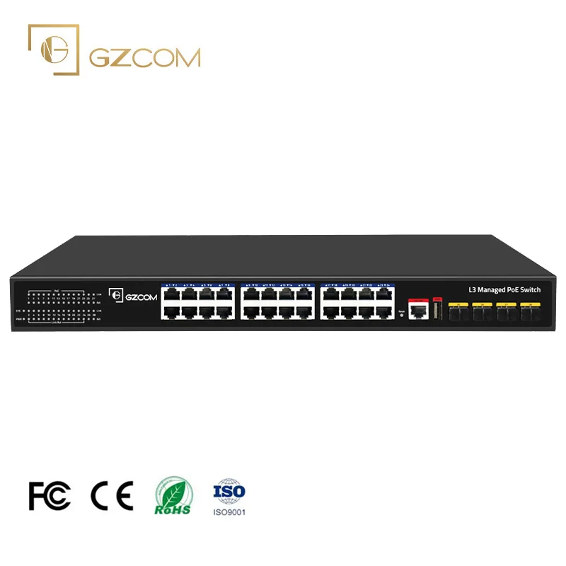 Manufacturer Wholesale L3 Managed 24 Gigabit Ethernet PoE Switch With 10g Fiber Port