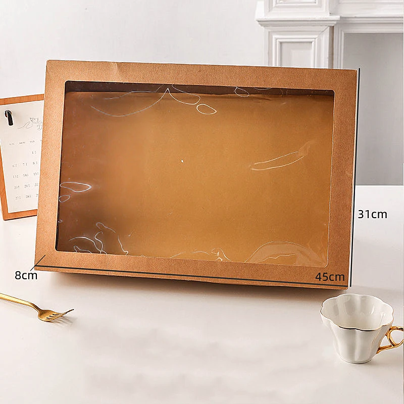 Single Cookies Food Kraft Paper Box with Clear Window Handmade Soap Boxes Presents Packaging for Bakery Cookies Candy Soap