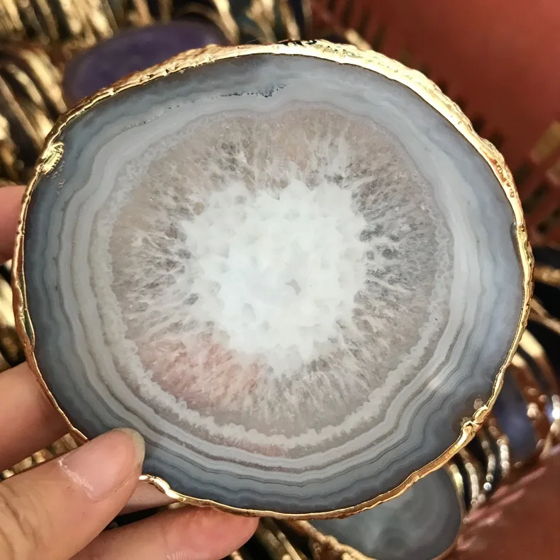 Healing Crystals Collection Agate Slices Geode Stones Coasters Irregular Home Decoration Natural Europe for Display BR Original