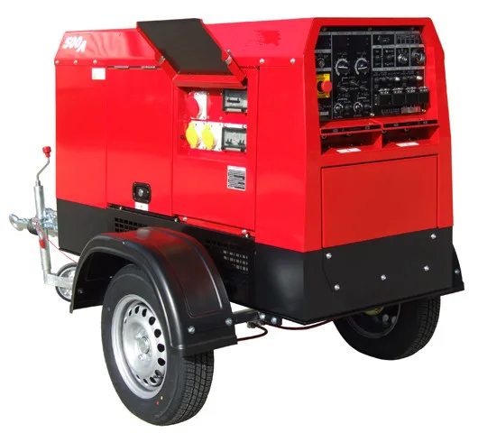 mobile wheeled chassis 300A 400A 500 Amp manual arc welding station machine diesel welder generator