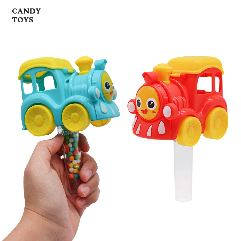 Cheap Candy Toys Funny Cartoon train Hand Fan Kids Hard Candy hot car