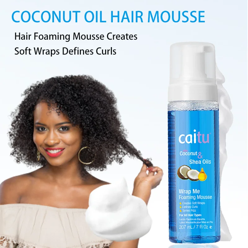 Private Label Custom Extra Hold Styling Hair Foam 207ml Coconut Oil Hair Curl Mousse For Braids