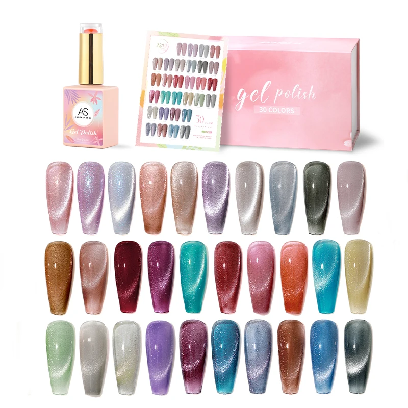 Private Label 30 Colors Set Cat Eye Gel Polishes Crystal Magnetic Nail Art Polish UV Gel Vernis Soak Semi Permanent Varnish Kit
