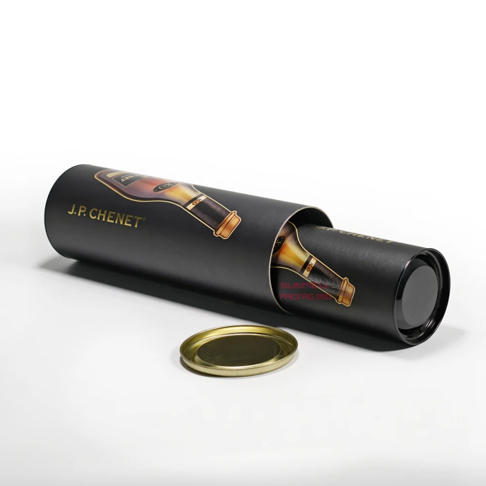 High Quality Tube Packaging Wine Bottle Gift Box Custom Cardboard Round Wine Gift Box For Wine