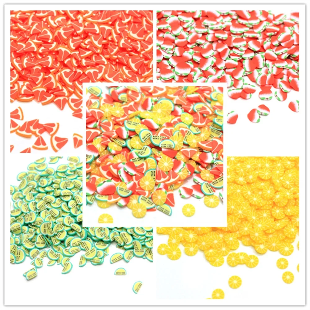 
Fruits Polymer Hot Soft Clay Sprinkles Plastic Mud Particles Peach Lemon Red Pomelo Hami Melon Slice For Diy Craft 
