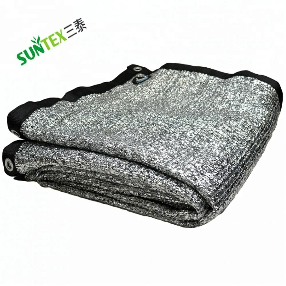 85% shading knitted silver aluminum foil sun shade mesh netting with grommets for pet kennel shade covering