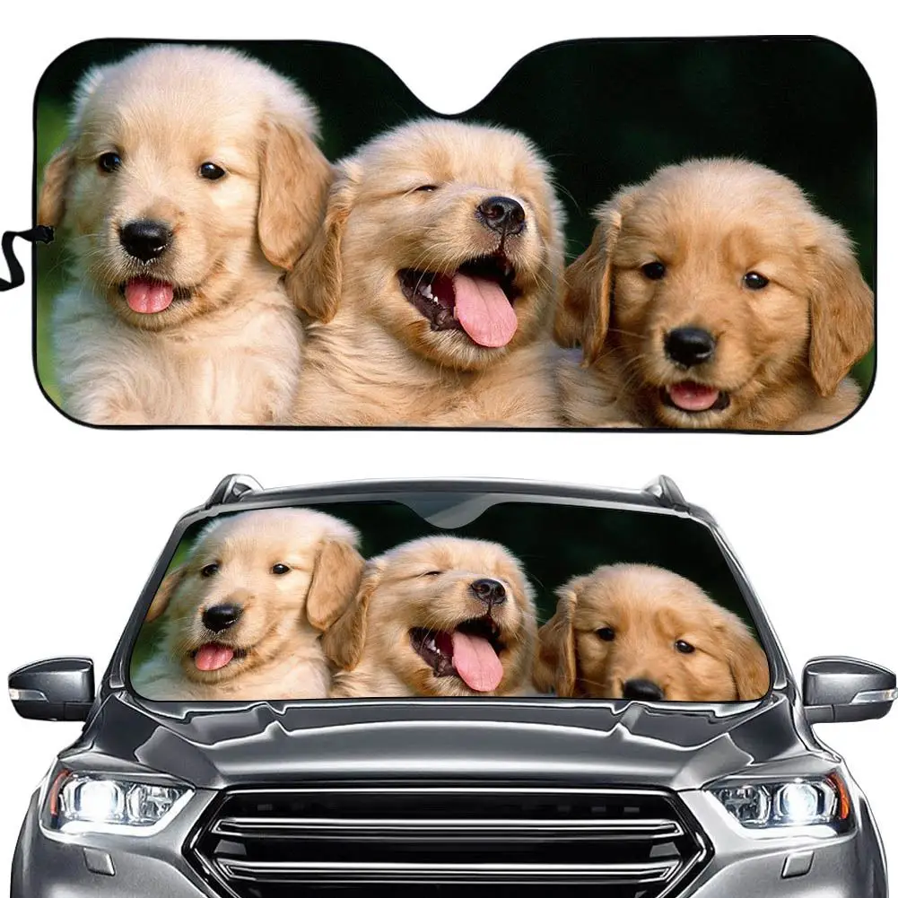 TD High Quality Car Sun Shade Car Customizable Car Sun Visor Dog Pattern Print Front Windshield Shades