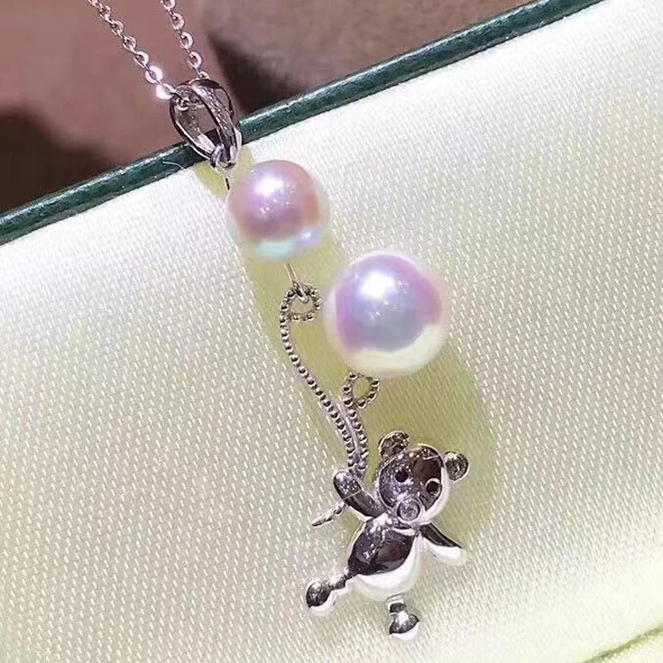 
6-8mm Pearl Accessories S925 Sterling Silver Natural Freshwater Pearl Pendant Crab Shape Christmas Day Gift 