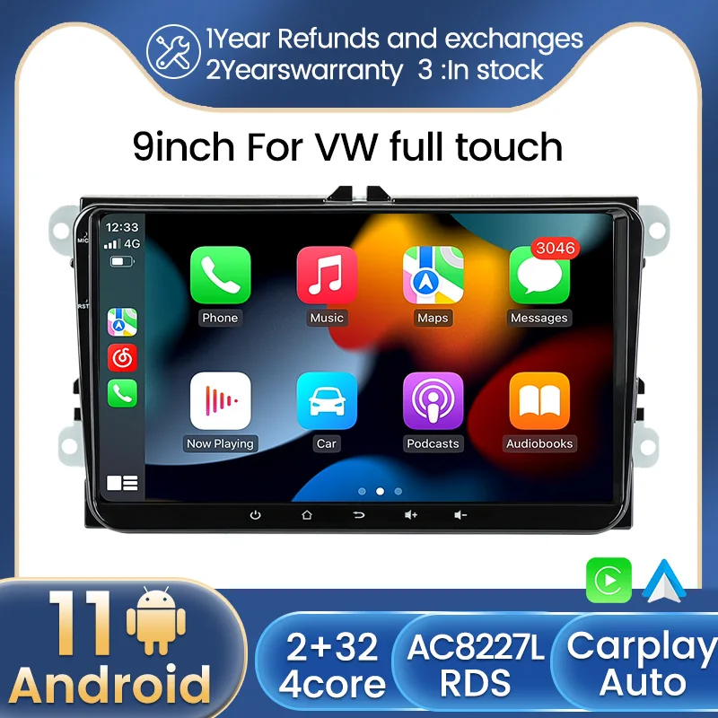 MEKEDE Android 11 4core android Автомобильное видео для VW/POLO/PASSAT B6/Golf/TOURAN/SHARAN 2 + 32 Гб WIFI GPS