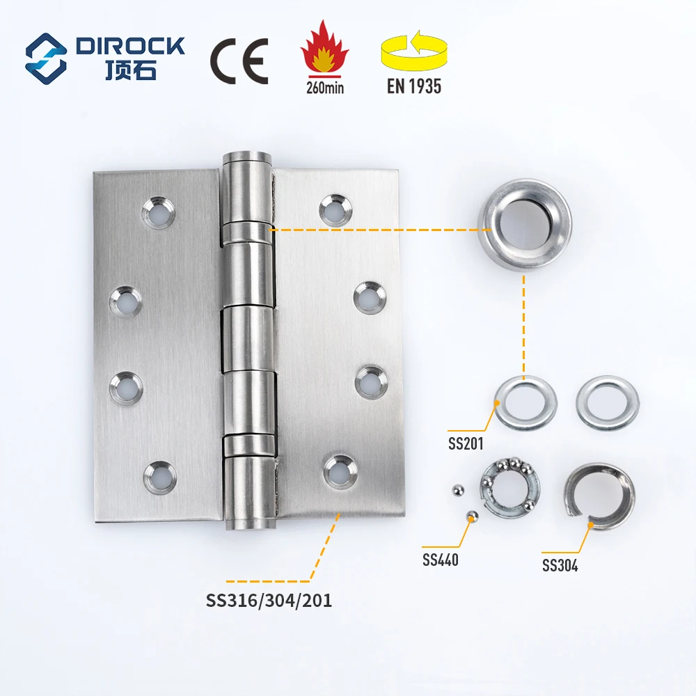 4x3x3 sus 304 Door Hinges Metal Wooden Door Silent 4 inch 2bb Bearing Stainless Steel Fire Door Hinge