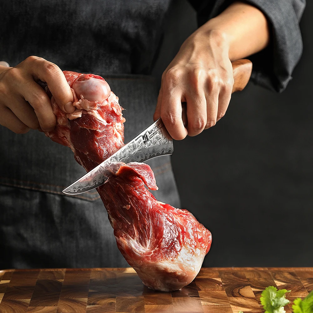 New Hammered 67 Layers AUS10 Damascus Steel Walnut Wood Handle Japanese Kitchen Boning Knife 6 inch