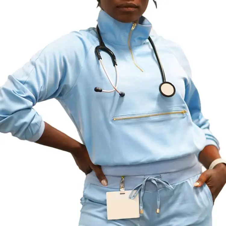 Long Sleeves elastic Stretchy Scrubs Uniforms Wholesale Women Set Suits Nursing Uniforms Scrub Medical