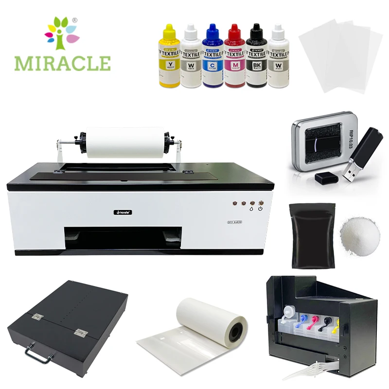 A3 White Ink Circulation System T shirt Printing DTF Printer PET Film Garment Textiles Heat Transfer DTF  Ink Printers