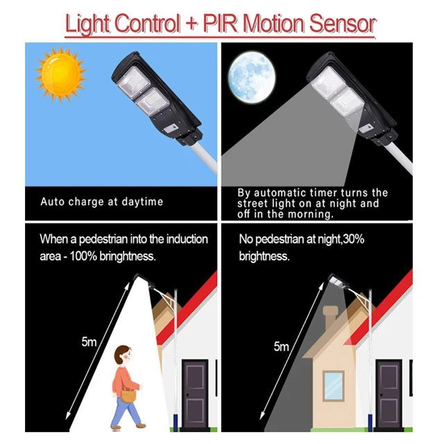 Great Price solar street light with pole battery sensor for outdoor activity