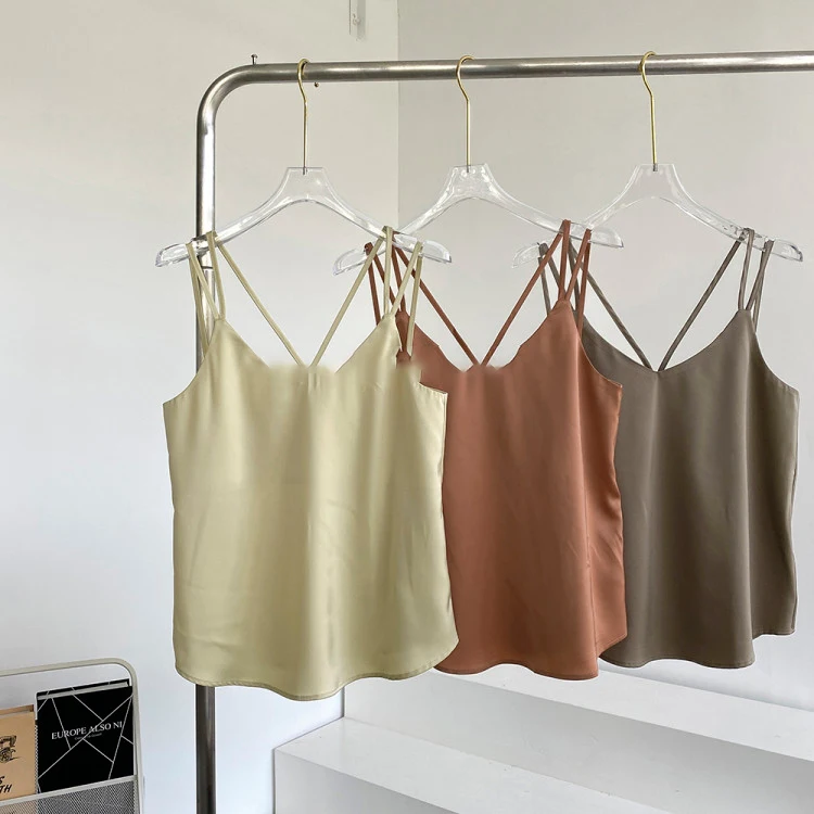 Wholesale Hot Sale Lady Spaghetti Tank Top Casual Solid Color Sling Ladies Vest Camisole