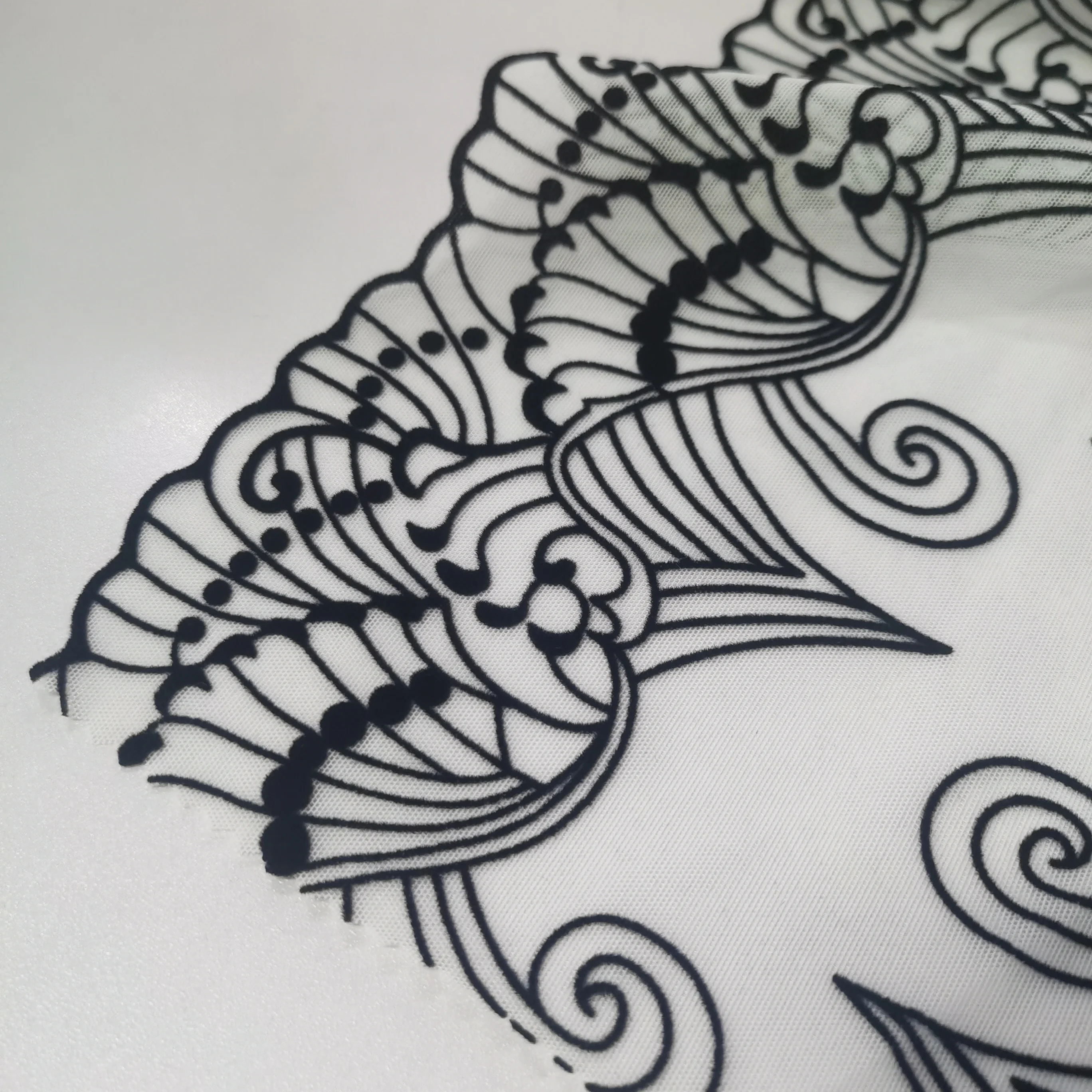 2023 New fashion design 75 Nylon 25 spandex 80gsm velvet edge jacquard mesh lingerie fabric