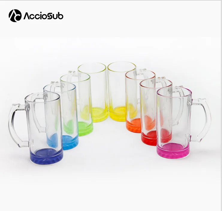 New Arrive 16oz Color Gradient Base Clear Coated Blank Drinking Glass Water Bottle Sublimation Blanks Glass Wheat Beer Stein Mug