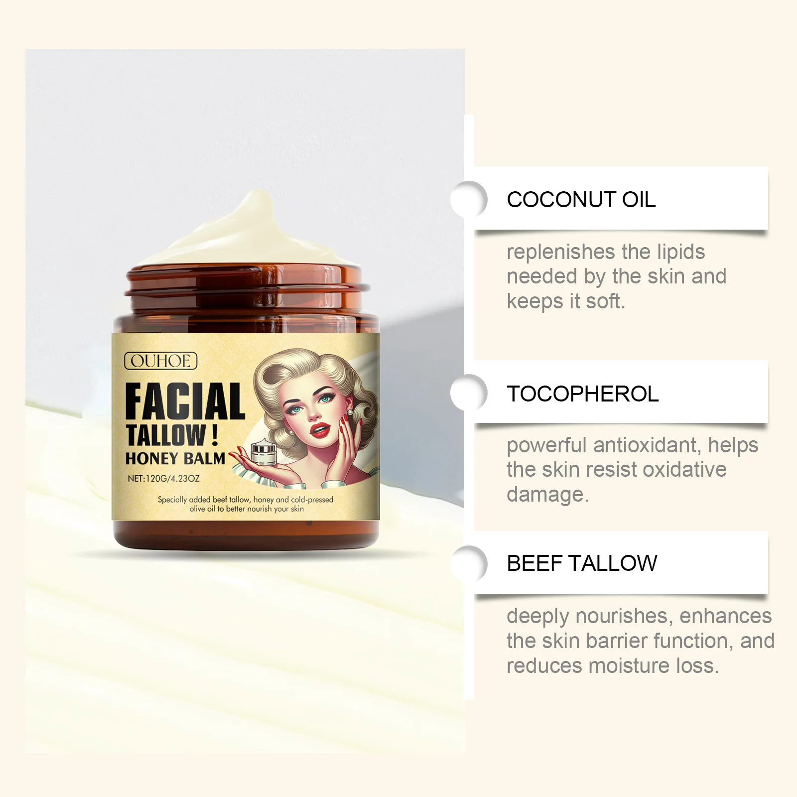 Natural Tallow Honey Moisturizer deeply hydrates and moisturizes to keep skin supple  Wholesale Price