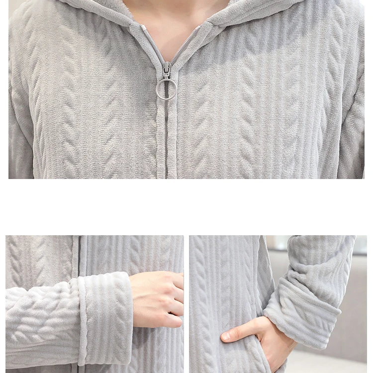 Winter Sleepwear Flannel Long 100% Turkish Cotton Terry Hooded Zipper Girl Bath Robe