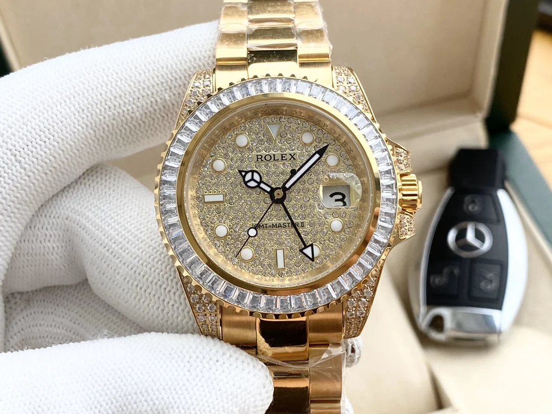 Высококачественные модные роскошные часы Rolex с тремя контактами полностью Алмазная серия автоматические