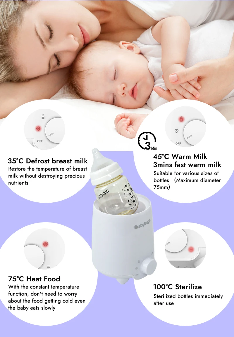 Smart Baby Bottle Warmer with Defrosting Sterilizing Warming Features Factory Price for Convenient Baby Food Breast Milk Heating