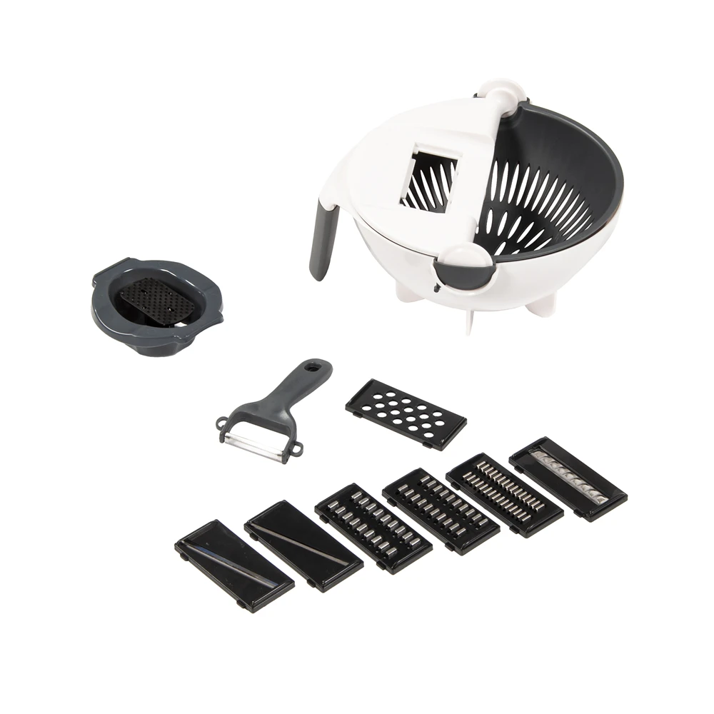 9 in 1 Food Chopper Fruits Cutter, Adjustable Slicer, Vegetable Cutter with Drain Rack Storage Container
