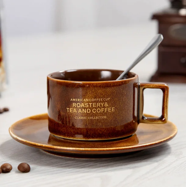 European style delicate custom logo porcelain cups saucers ceramic coffee mug