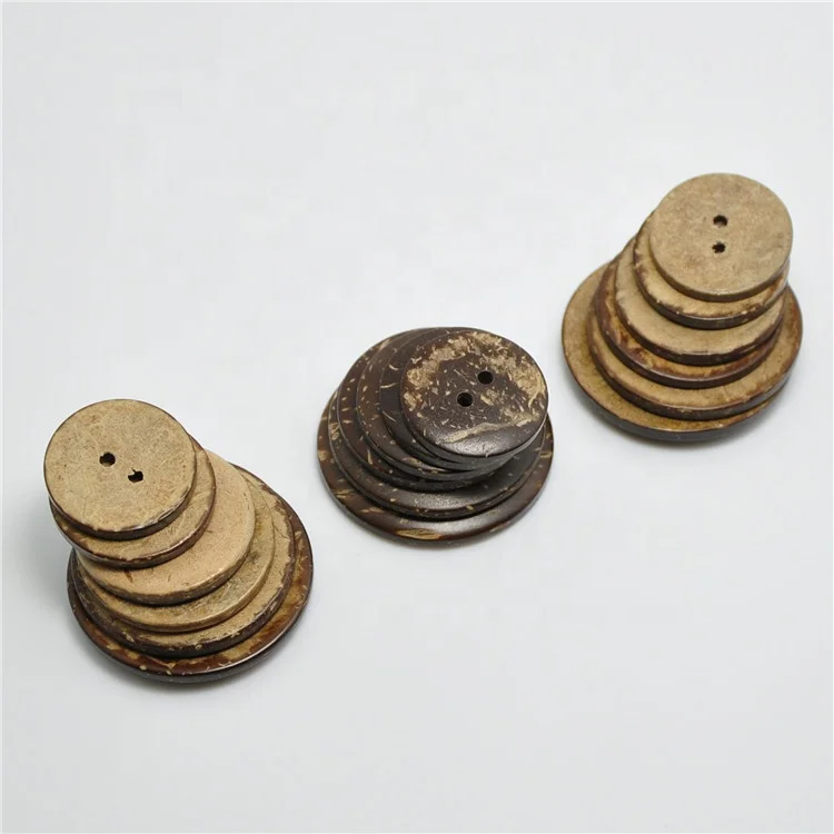 Factory Export Round Flatback 2 Holes Natural Coconut Buttons For Clothes