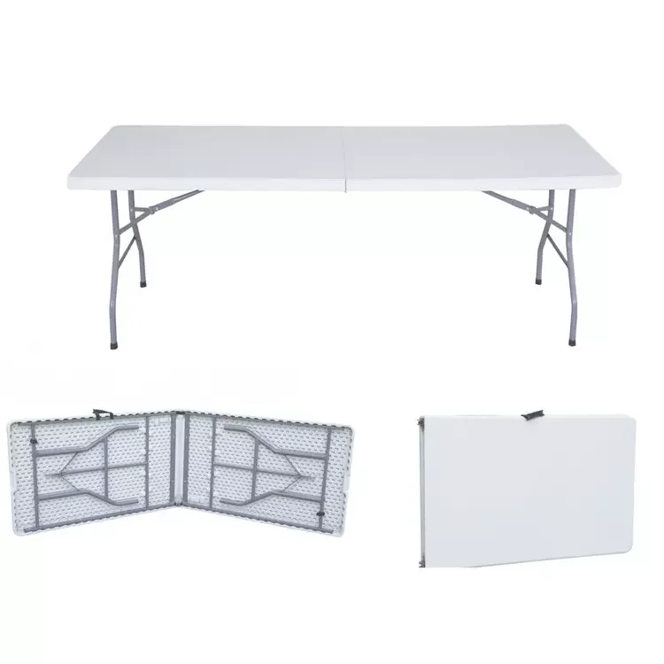 Park table set 1.8m plastic folding table and chairs/garden used camping picnic table chairs/cheap white portable folding table
