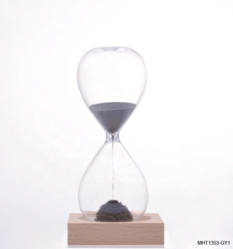 Hot selling new style promotion gifts for holidays and all festivals funny wooden base magnetic sand clock