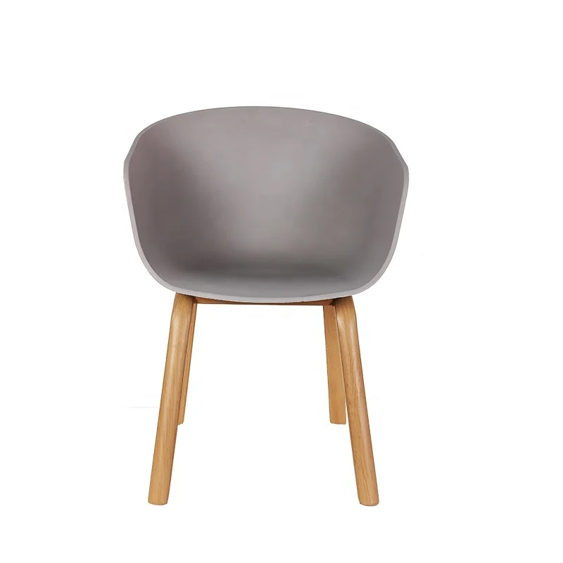 Wholesale popular home furniture colorful plastic dining room chairs Plastic armrest dining chair wood leg coffee chair