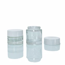 Cream unique thick heavy bottom container 15g 30g 0.5oz 1.7oz transparent glass jar with white lid