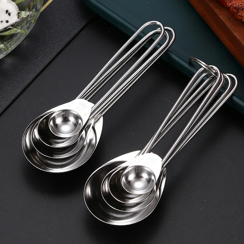 4 в 1 мерная ложка со шкалой из нержавеющей стали для муки приправ порошка измерительный инструмент