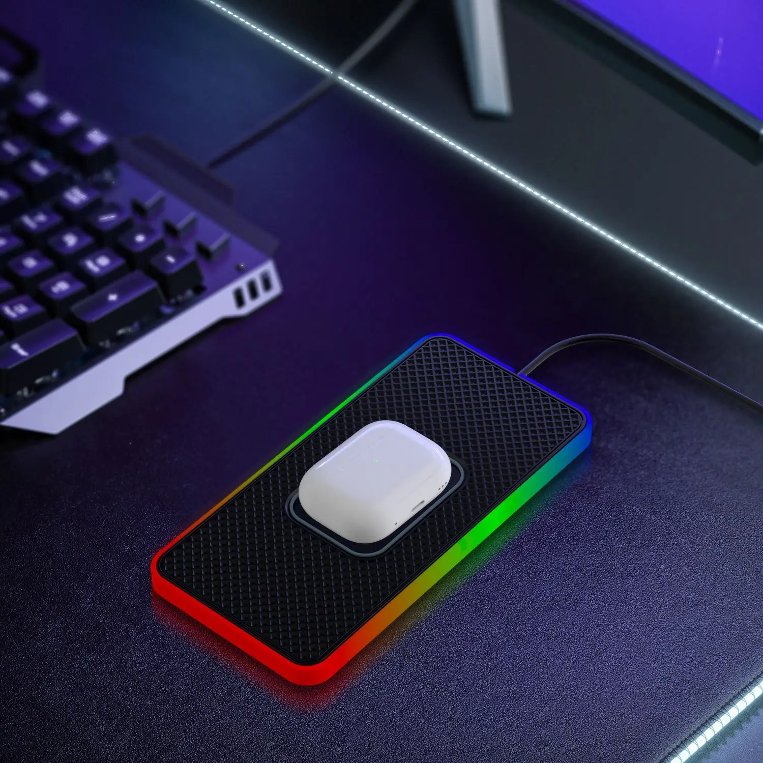 Rgb легкий автомобильный беспроводной телефон зарядное устройство 15 Вт Быстрая зарядка беспроводное для Cel автомобильное
