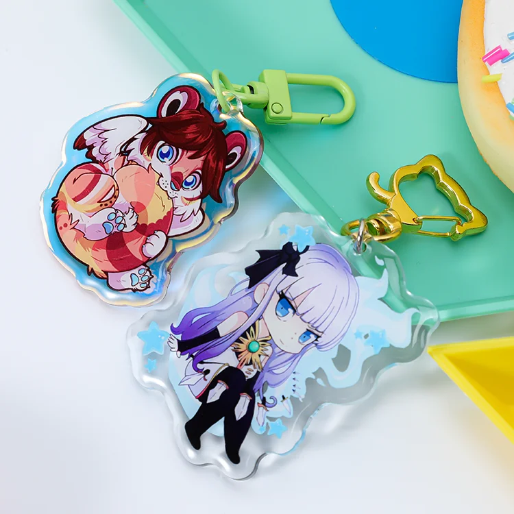 Jinlei Epoxy Acrylic Keychain Printing Anime Holographic acrylic Keychain Custom Logo Acrylic  Keychain