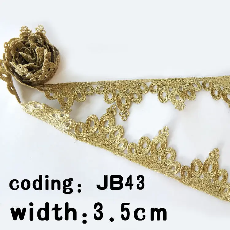 Wholesale Factory High Quality golden guipure Embroidered Lace Trimming fabric For woman Dress children clothing JB40-44