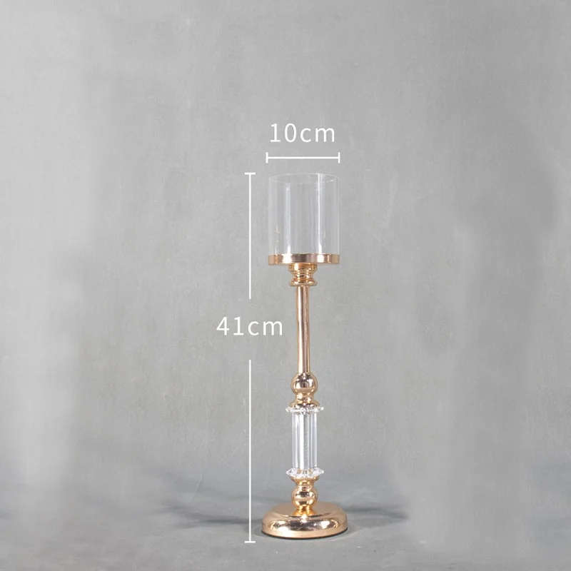 New Product Handmade Glass Iron Candlestick Home Party Wedding Decoration Metal Candle Holder