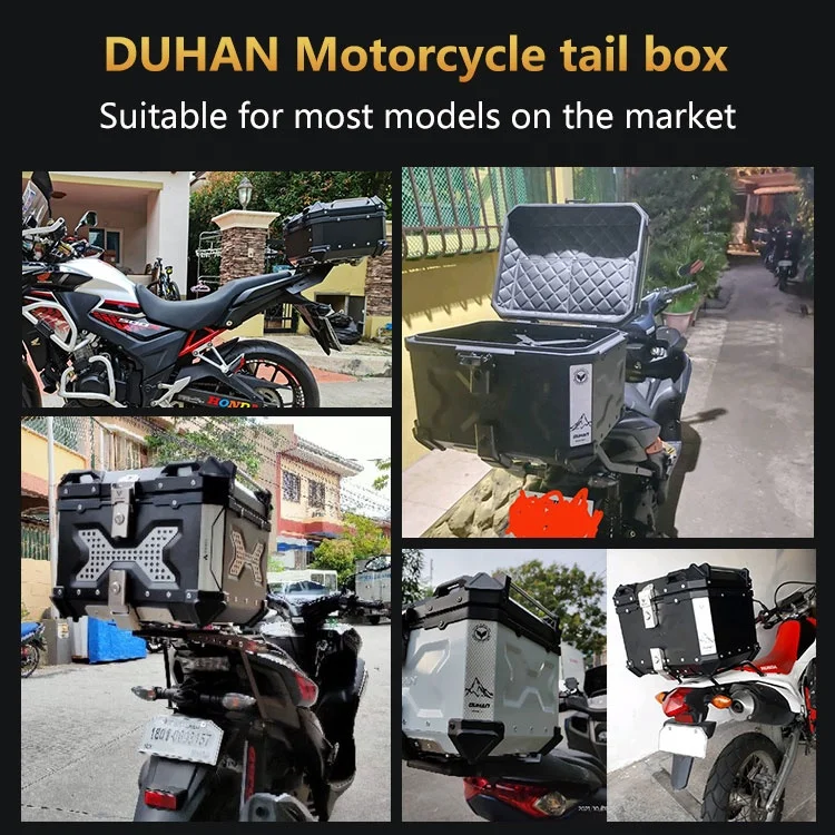 DUHAN Big Storage Top Box for Motorcycle Aluminium 55L Waterproof Shockproof