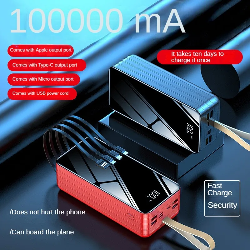 2023 Ali baba Trending Products Wholesale Customized logo 100000mAh 80000mAh PowerBanks with 4USB and LED light for phone