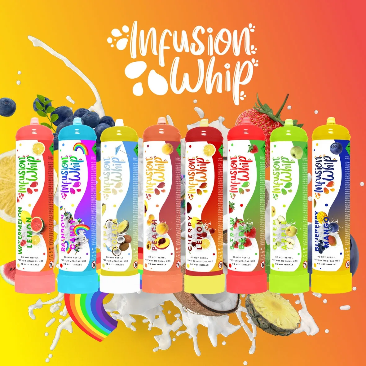 High Quality Private Label Bulk Supply 580g Kiwi Strawberry Flavors Whipped Cream Chargers at Best Market Price