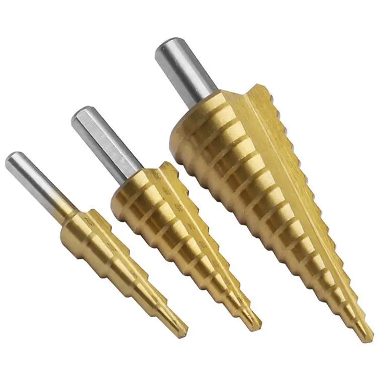 6-Pcs Titanium-Plated Cone Drill Bit countersink and Serrated Drill Bits Woodworking Tools for Hole Opener