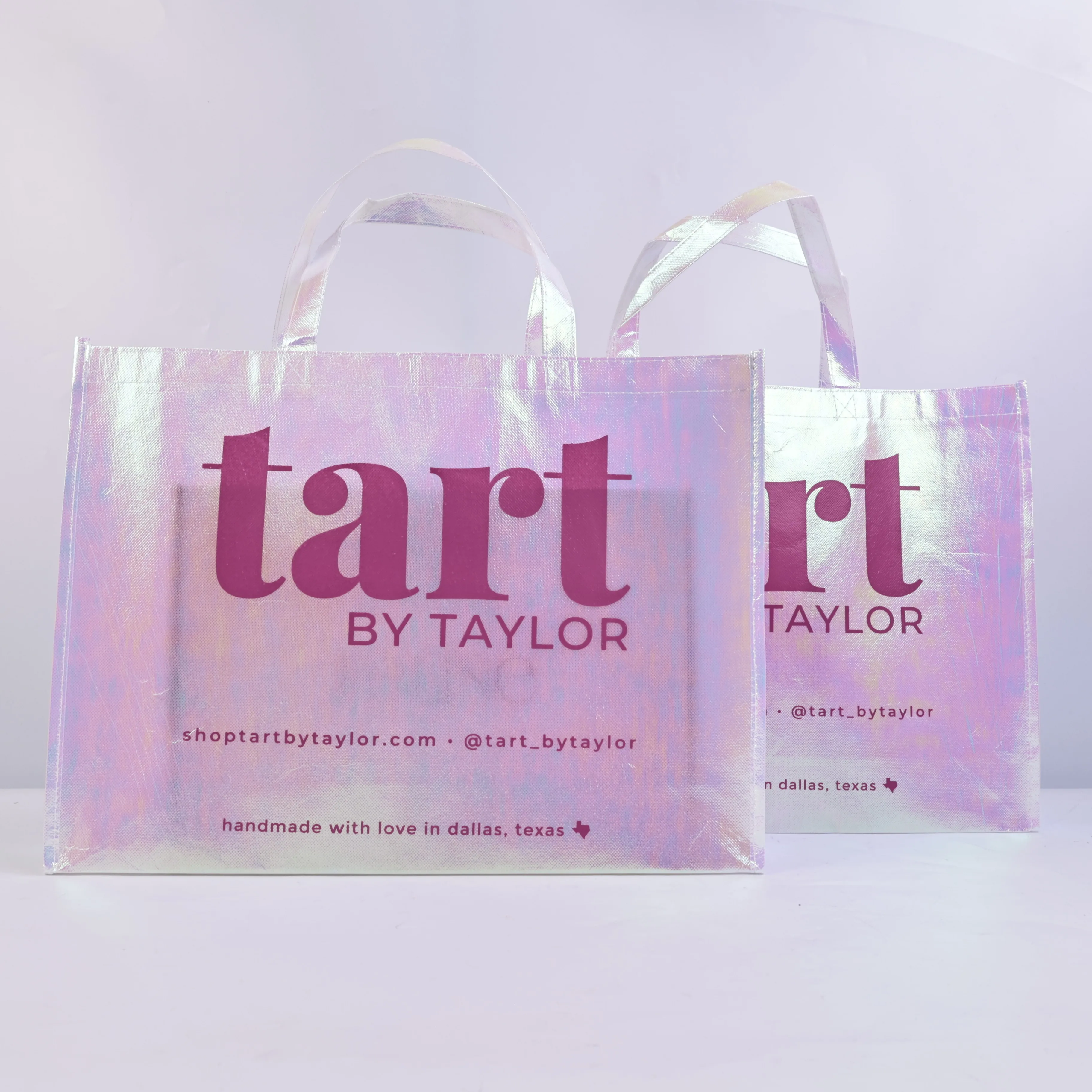 Fashion Pink Tote Bag Decorative Laminated PP Non Woven Fabric Tote Laser Fold Reusable Eco Shopping Bags For Women