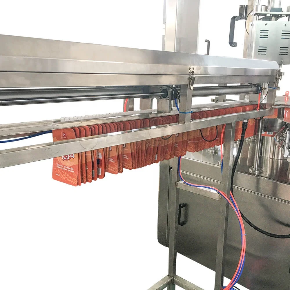 automatic spouted liquid soya milk pouch filling and capping packing machine