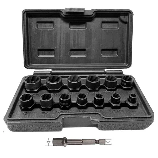 Impact Bolt & Nut Remover Set 13+1 Pieces Nut Extractor Socket, Bolt Remover Tool Set with Hex Adapter